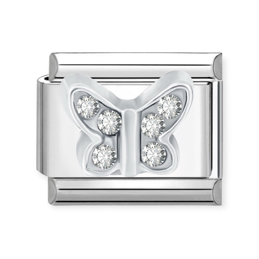 Charm Mariposa Plateada Zirconia