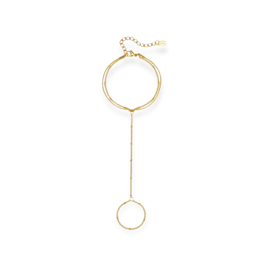 Pulsera de Cadena Doble con Anillo