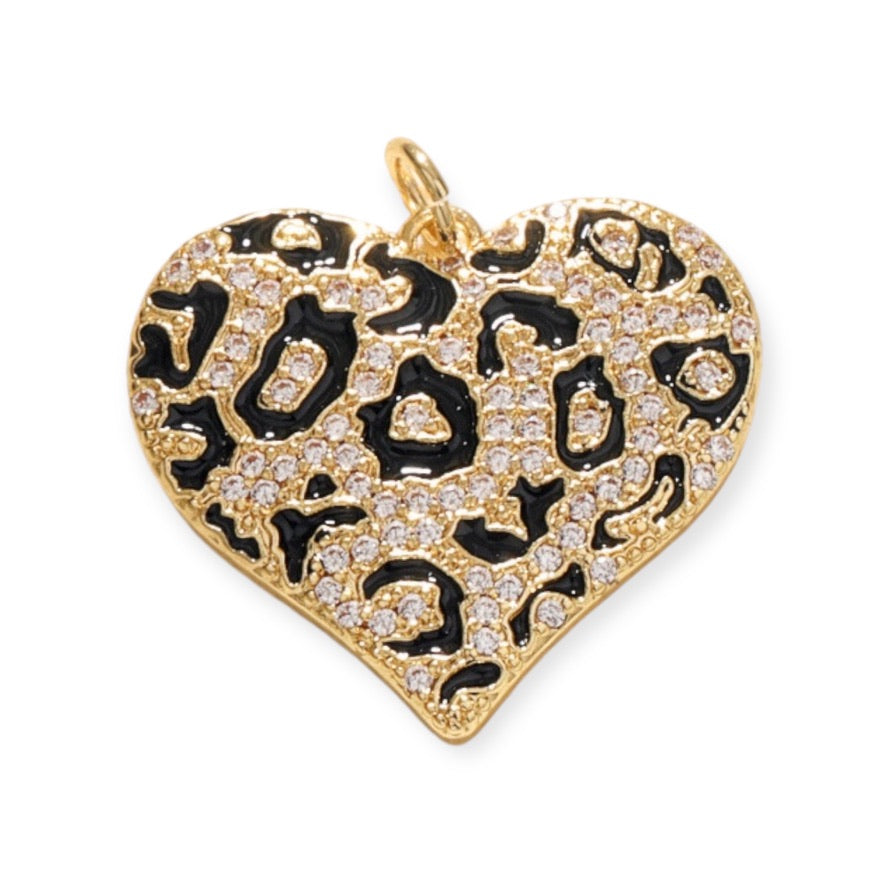Dije Corazón Animal Print Zirconias