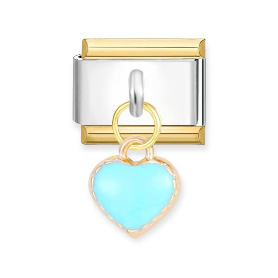 Charm Silver & Gold Corazón Celeste