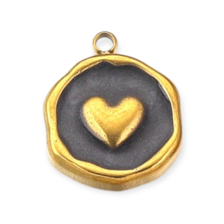 Black Heart Plate Pendant