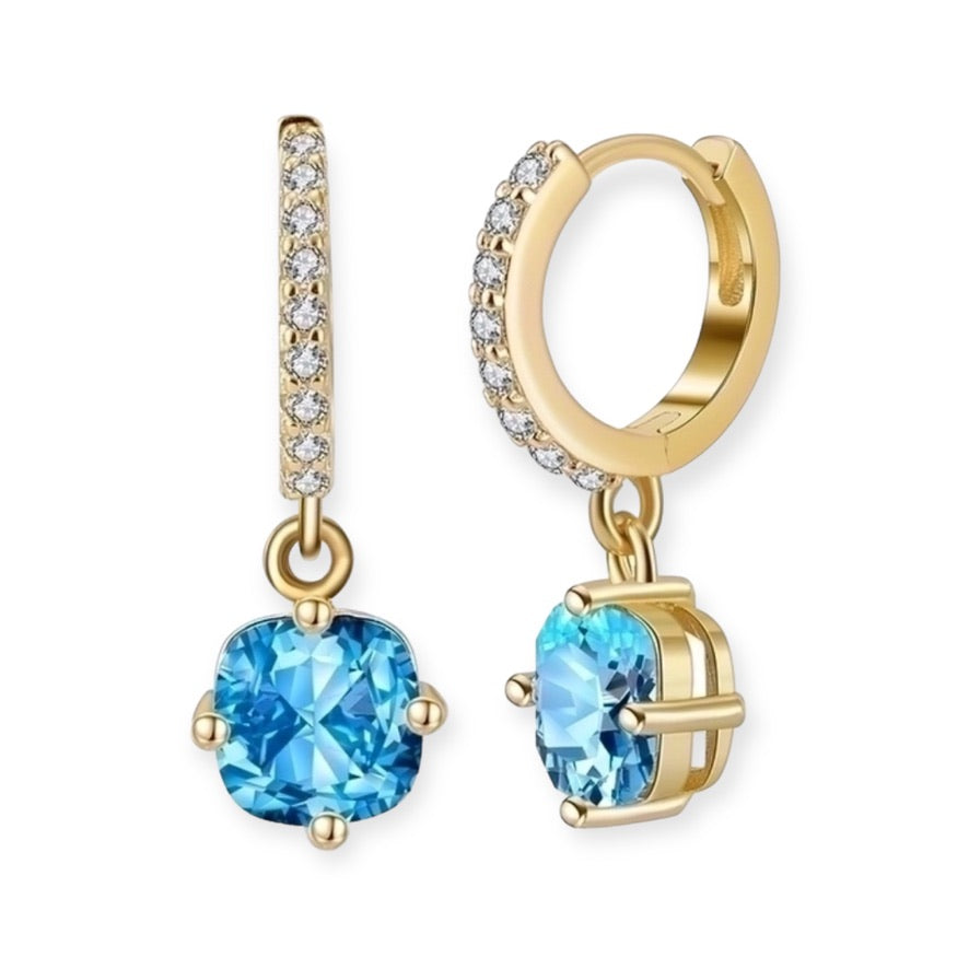 Large 925 Silver Birthstones Earrings