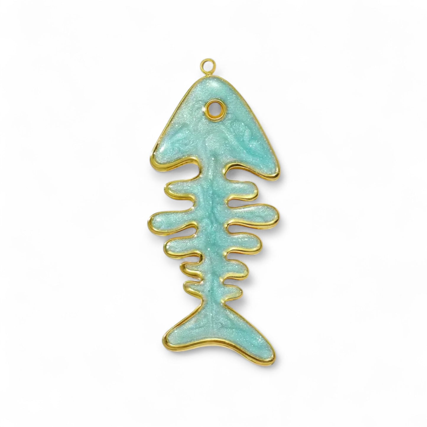 Turquoise Fish Bone Pendant