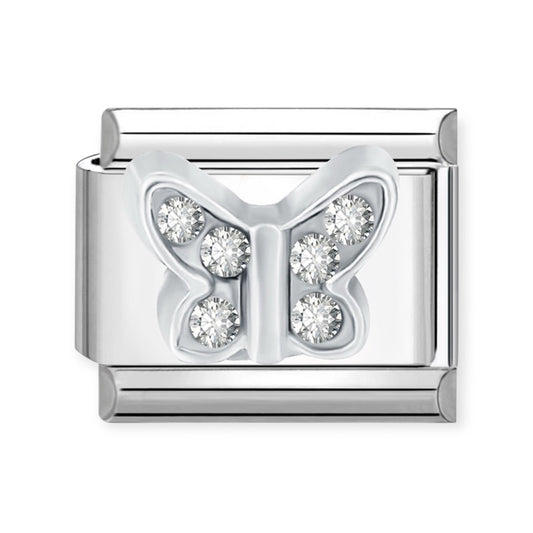Charm Mariposa Plateada Zirconia