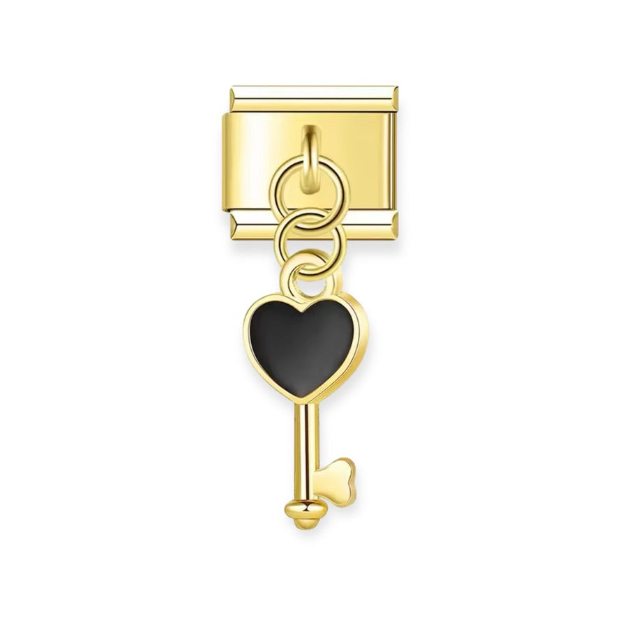 Golden Heart Key Charm