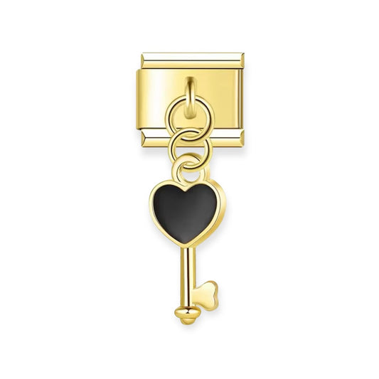 Golden Heart Key Charm