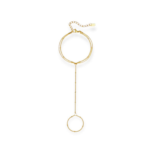 Pulsera de Cadena Doble con Anillo