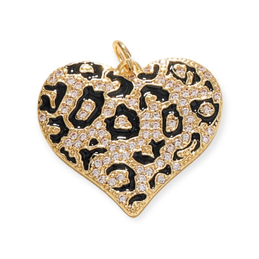 Dije Corazón Animal Print Zirconias
