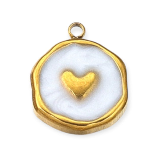 White Heart Plate Pendant
