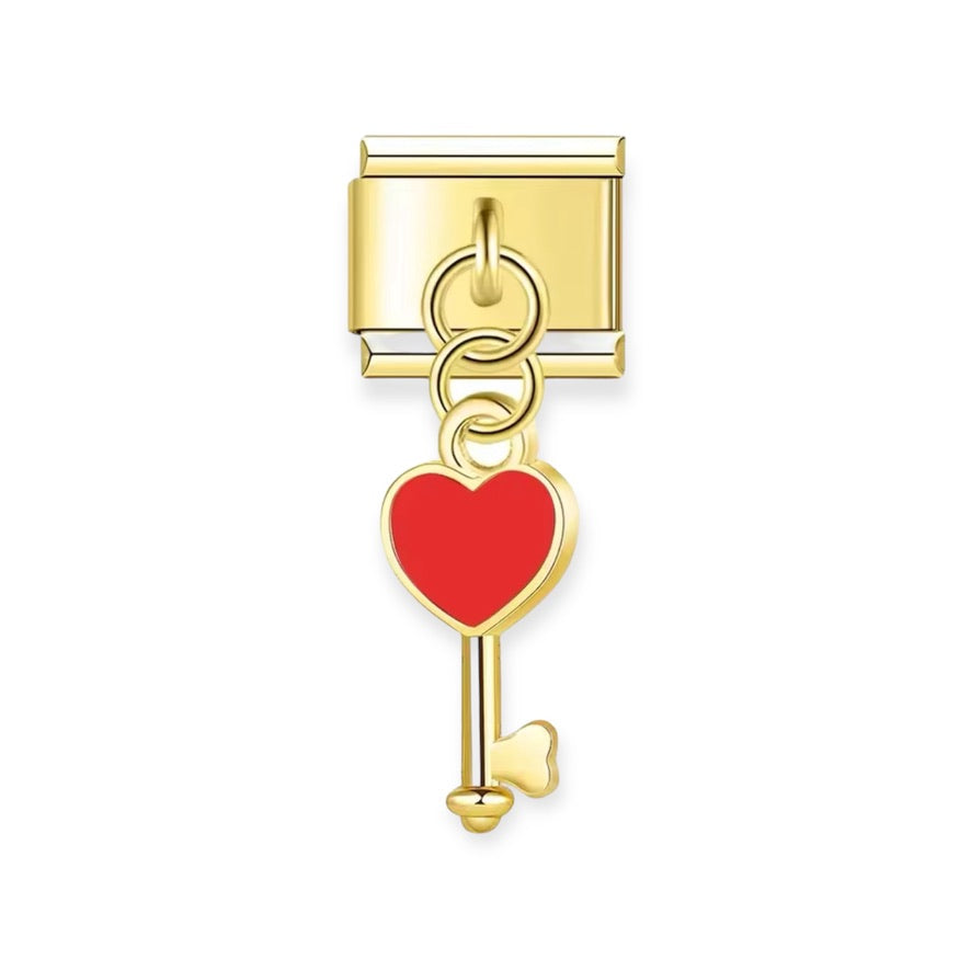 Golden Heart Key Charm