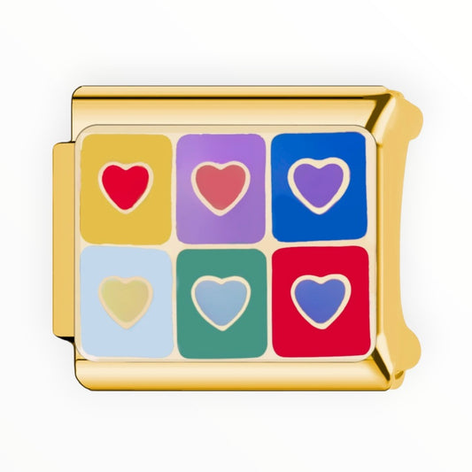 Charm Corazones Cuadro Gold