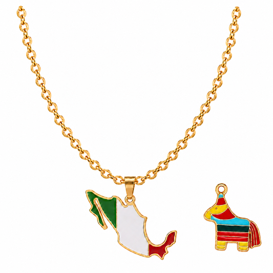 Cadena Thin + Dije México + Dije Piñata