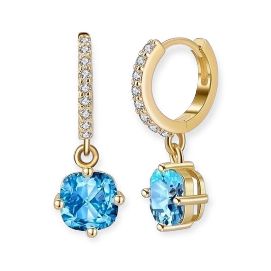 Large 925 Silver Birthstones Earrings