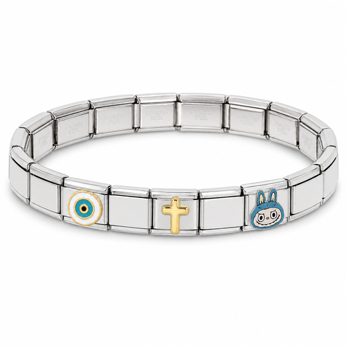 Pulsera Italiana Plateada + 3 Charms